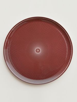 H Deco rouge round platter, large model