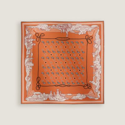シルクバンダナ 《ロデオ・デ・フルーツ》 - オレンジ | Hermès 