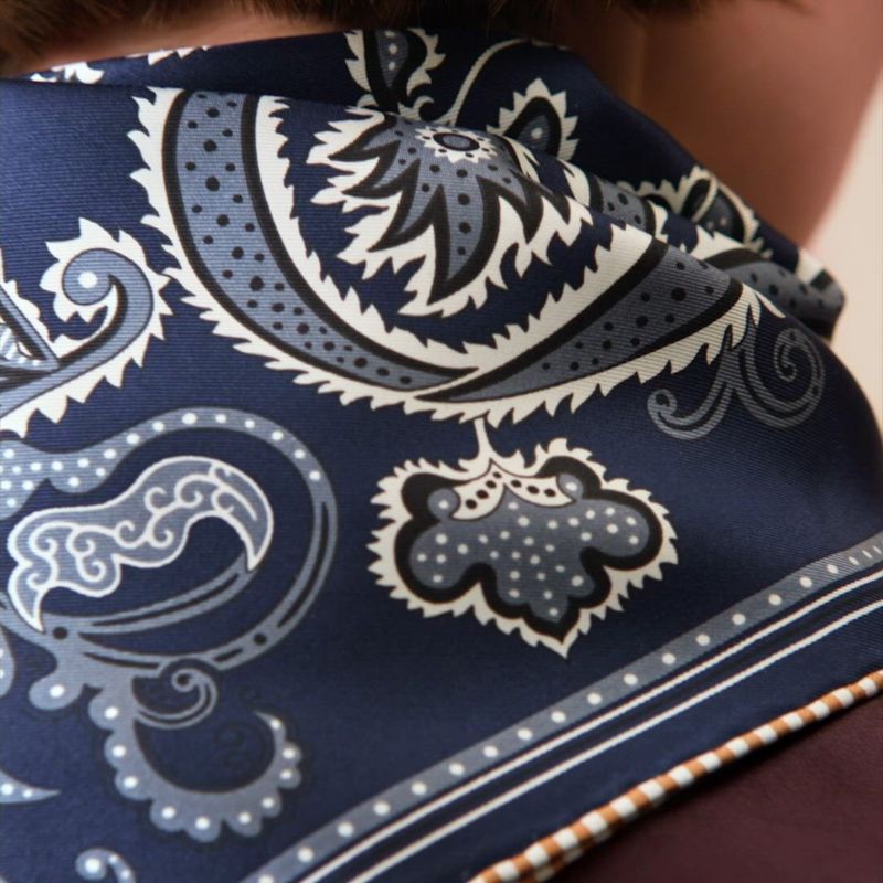 シルクバンダナ 《H・アンリュミネ》 - ブルー | Hermès - エルメス  