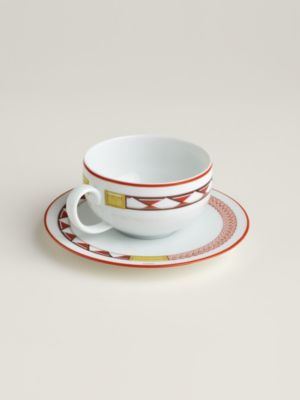 Tressages Equestres tea cup and saucer, View: Back, back, view 3 of 3
