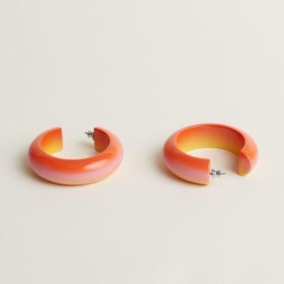 ☆ エルメス エクリプス オレンジ イヤリング シルバーカラー×オレンジ 