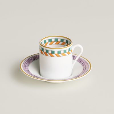 Mosaique au 24 platinum coffee cup and saucer | Hermès USA