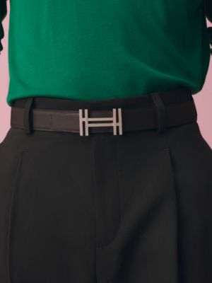 H au Carre belt buckle & Reversible leather strap 32&nbsp;mm, View: Worn, worn, view 4 of 4