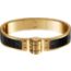 Leather hinged bracelet, noir