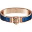 Leather hinged bracelet, bleu saphir