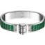 Leather hinged bracelet, vert moyen
