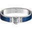 Leather hinged bracelet, bleu saphir