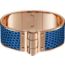 Leather hinged bracelet, bleu saphir