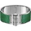 Leather hinged bracelet, vert moyen