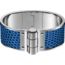 Leather hinged bracelet, bleu saphir