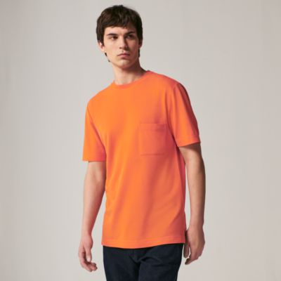 エルメス HERMES Tシャツ 半袖 H刺繍 ポロ素材 M オレンジ