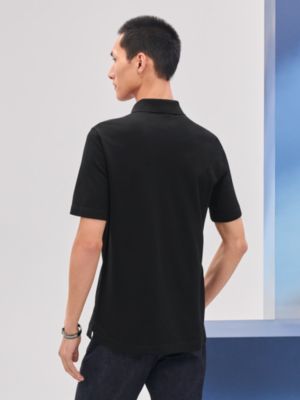 Camisa polo de botão com bordado "H", Exibir: Sendo usado, worn, visualizar 2 de 3