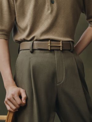 H d'Ancre belt buckle & Reversible leather strap 38&nbsp;mm, View: Worn, worn, view 3 of 4