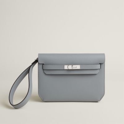 Kelly depeches 25 monochrome pouch - Black | Hermès USA