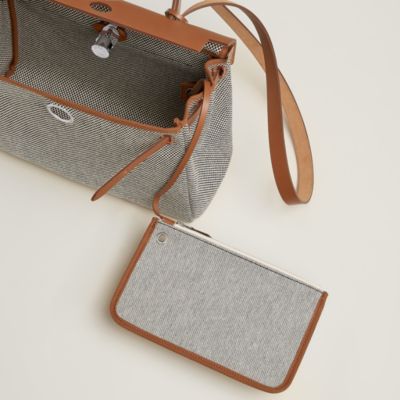 【エレガント】HERMES Herbag Zip31バッグ Hermès Herbag ZIP 31 Ebene / Ecru Circuit Palladium Hardware