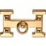 H au Carre belt buckle & Reversible leather strap 13&nbsp;mm, h_rock, Metallic finish Yellow gold plated