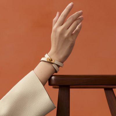 オレンジレザー ステンレスバングル　エルメス オレンジレザー ステンレスバングルエルメス