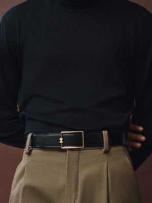 Tube H belt buckle & Reversible leather strap 38&nbsp;mm, View: Worn, worn, view 3 of 3