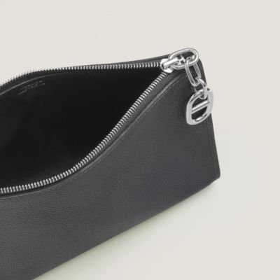 HERMES エルメス カロPM ポーチ グレー レザー 小物入れ □J HERMES