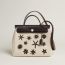 Herbag Zip 31 hobnailed bag, ébène/écru/beige/ébène