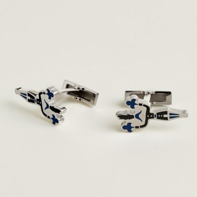 H Lift cufflinks - Blue | Hermès Canada
