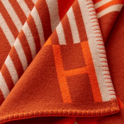 美品】 エルメス ウール プレード ジグザグのサングル ブランケット 