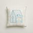 Les Cabanes pillow, bleu paon