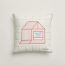 Coussin Les Cabanes, rouge vermillon