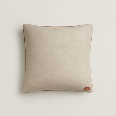 Coussin Hermès Yack'n'Dye – 43x43 Cm, Gris/marron, Neuf, Tibet