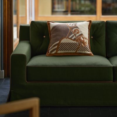 Coussin Hermès H Riviera, Laine Et Cachemire Beige, Inutilisé (neuf)