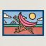 T'as la Banane beach towel, bleu/rose/ciel
