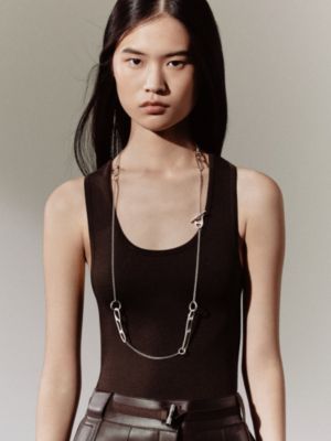 Chaine d'ancre Punk long necklace, View: Worn, worn, view 2 of 4