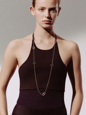Chaine d'ancre Verso long necklace, small model, View: Worn, worn, view 2 of 5