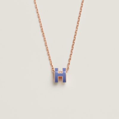 ★Hermes★(W) Mini Pop H Pendant★Palladium & Blanc Authentic HERMES Mini Pop H Pendant Necklace Blanc White