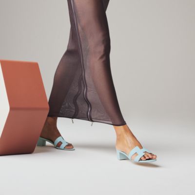 Sandales Hermès Oasis Taille 37.5 - Cuir Epsom Rose De Venise - Talon 5 Cm - Neufes Avec Boîte