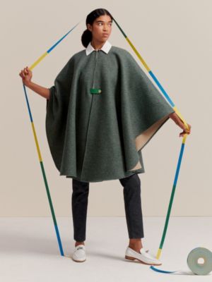 Wool and linen cape, View: Worn, worn, view 6 of 7