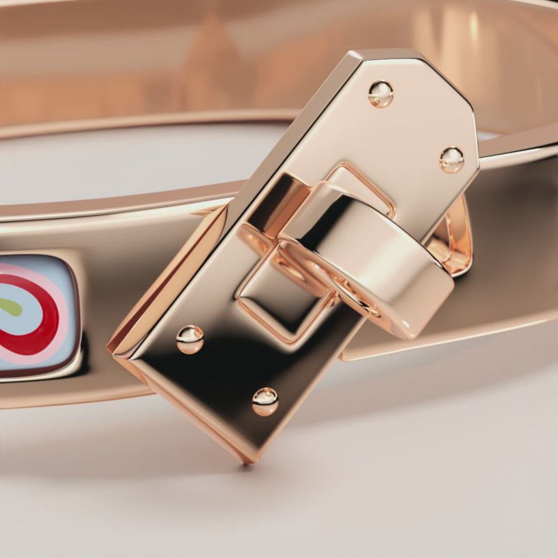 Mini Clic Kelly Palmettes Composees bracelet - Blue | Hermès USA