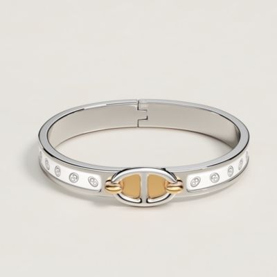 HERMES ホワイトバングル HERMES エルメス エナメル ブレスレット バングル 鐙の幻想 ブラン