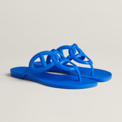 Hermes Oran Sandal Bright Blue Suede Goatskin - H071093Z - US