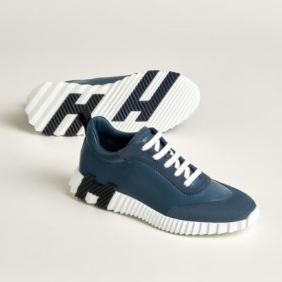 Calfskin Open Sneaker for Man in White/marine