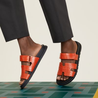 Orange - Hermès men's leather sandals and slides | Hermès USA