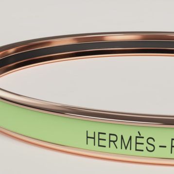 HERMES アルテミスブレスレット グリーン エルメス アルテミス ブレスレット GP×革 グリーン A3381575