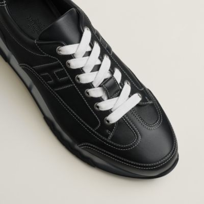 ★HERMES Miles マイルス ローカットスニーカー レザー ファブリック エルメス HERMES スニーカー ローカット マイルス 黒 ブラック