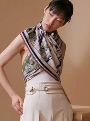 Hermès Locomotion shawl 140, View: Worn, worn, view 2 of 3