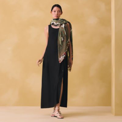 Étole HERMES Neo Rocabar - Cachemire Marron Paillis - Occasion Bon état