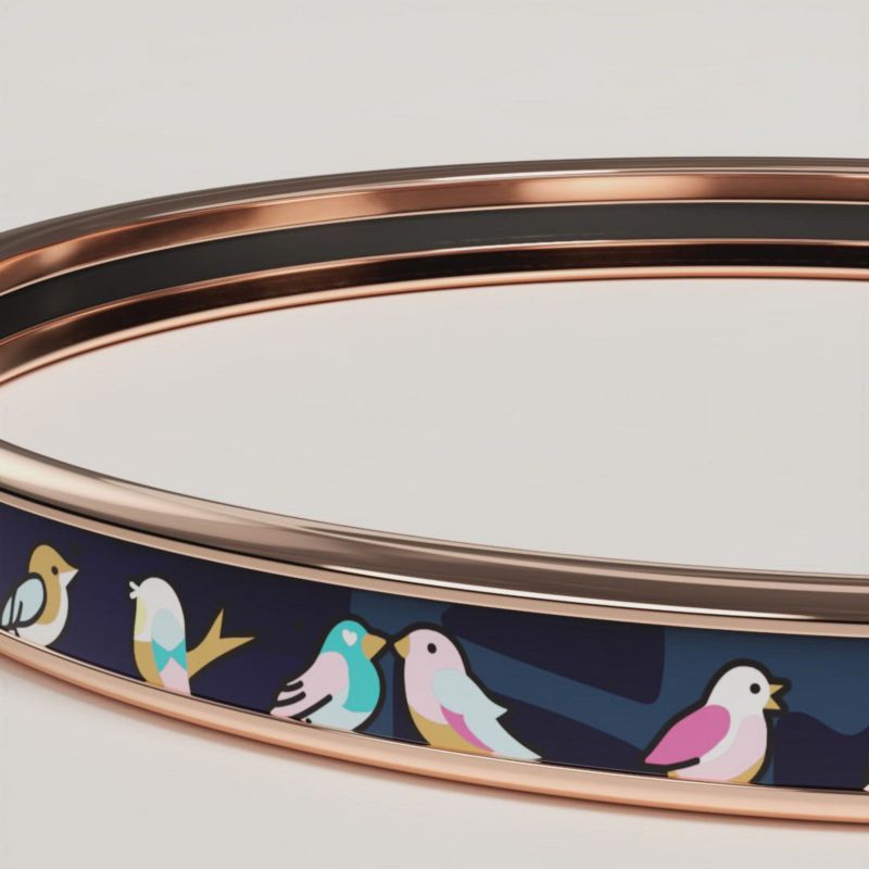 エナメルブレスレット《ジャングル・バーズ》 - ピンク | Hermès