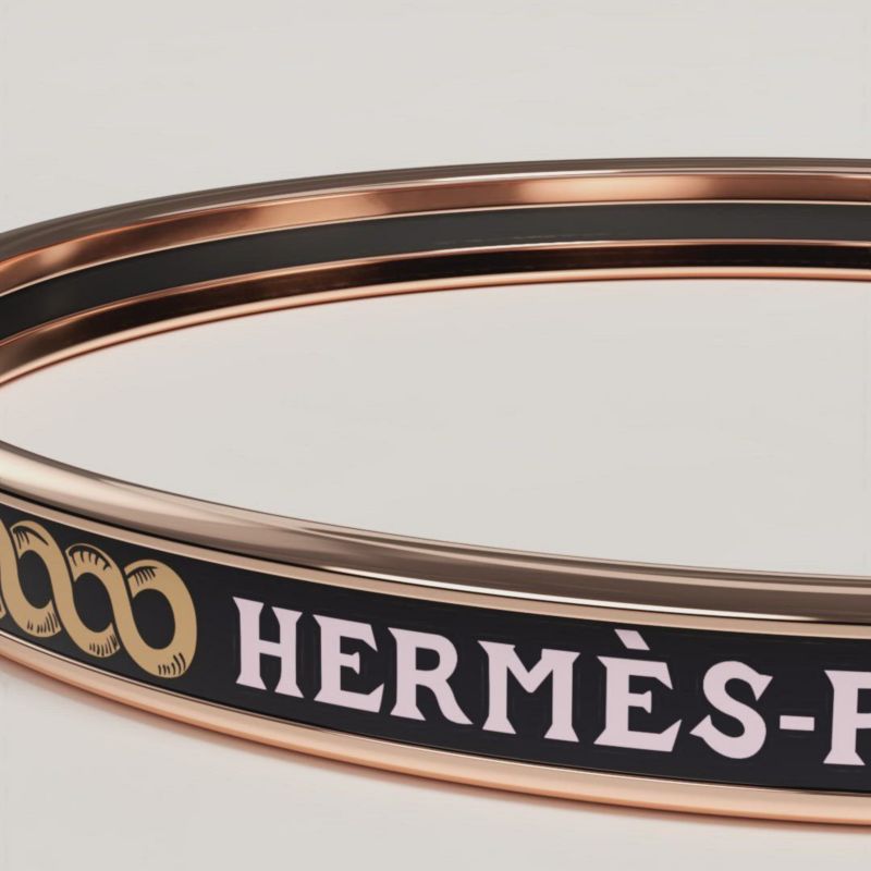 アクセサリー HERMES full leather bangle archive Hermes Kelly H Lock Bangle in Palladium and Orange Lizard