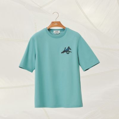 【シンプル上品 /水色系】HERMES 襟スティッチ Tシャツ シンプル上品 /水色系】HERMES 襟スティッチ Tシャツ