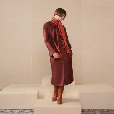 新品同様 HERMES レザー装飾 ロングコート E3716（コート | Hermès  