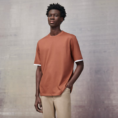 T-shirt with leather detail | Hermès USA